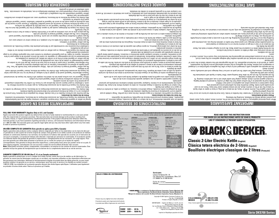 Black & Decker DKS700 User Manual | 2 pages