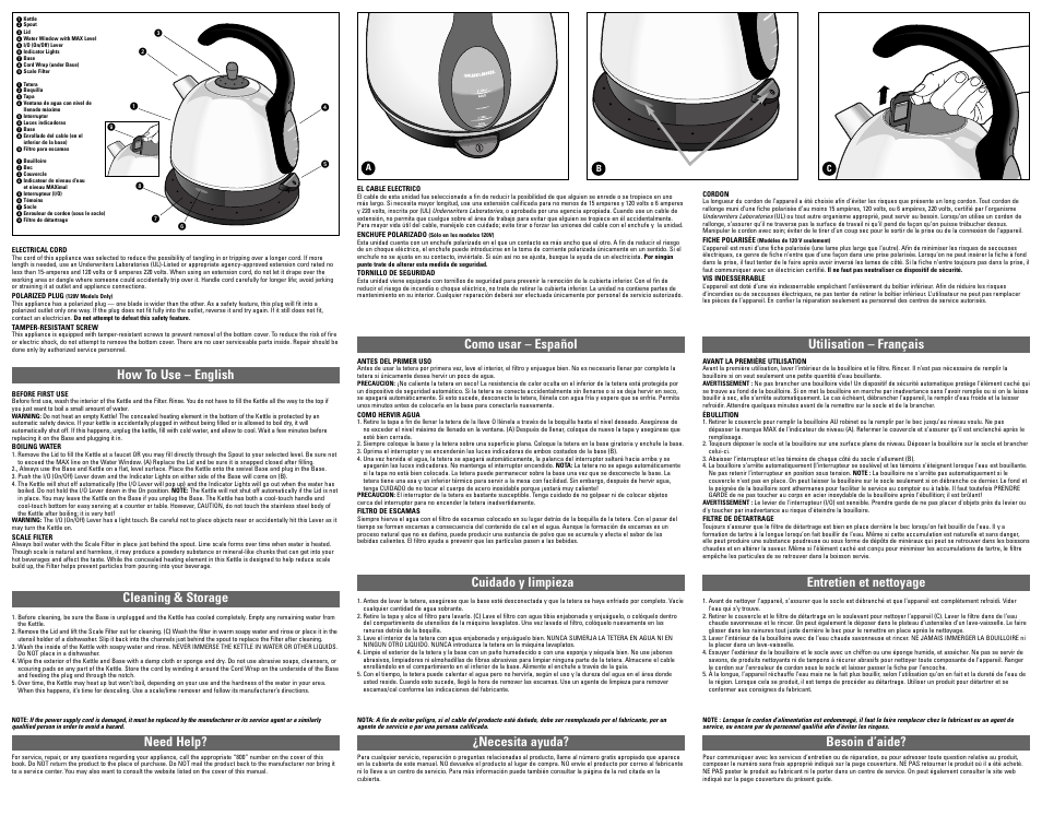 How to use – english cleaning & storage, Como usar – español utilisation – français, Cuidado y limpieza | Entretien et nettoyage, Need help, Necesita ayuda? besoin d’aide | Black & Decker DKS700 User Manual | Page 2 / 2