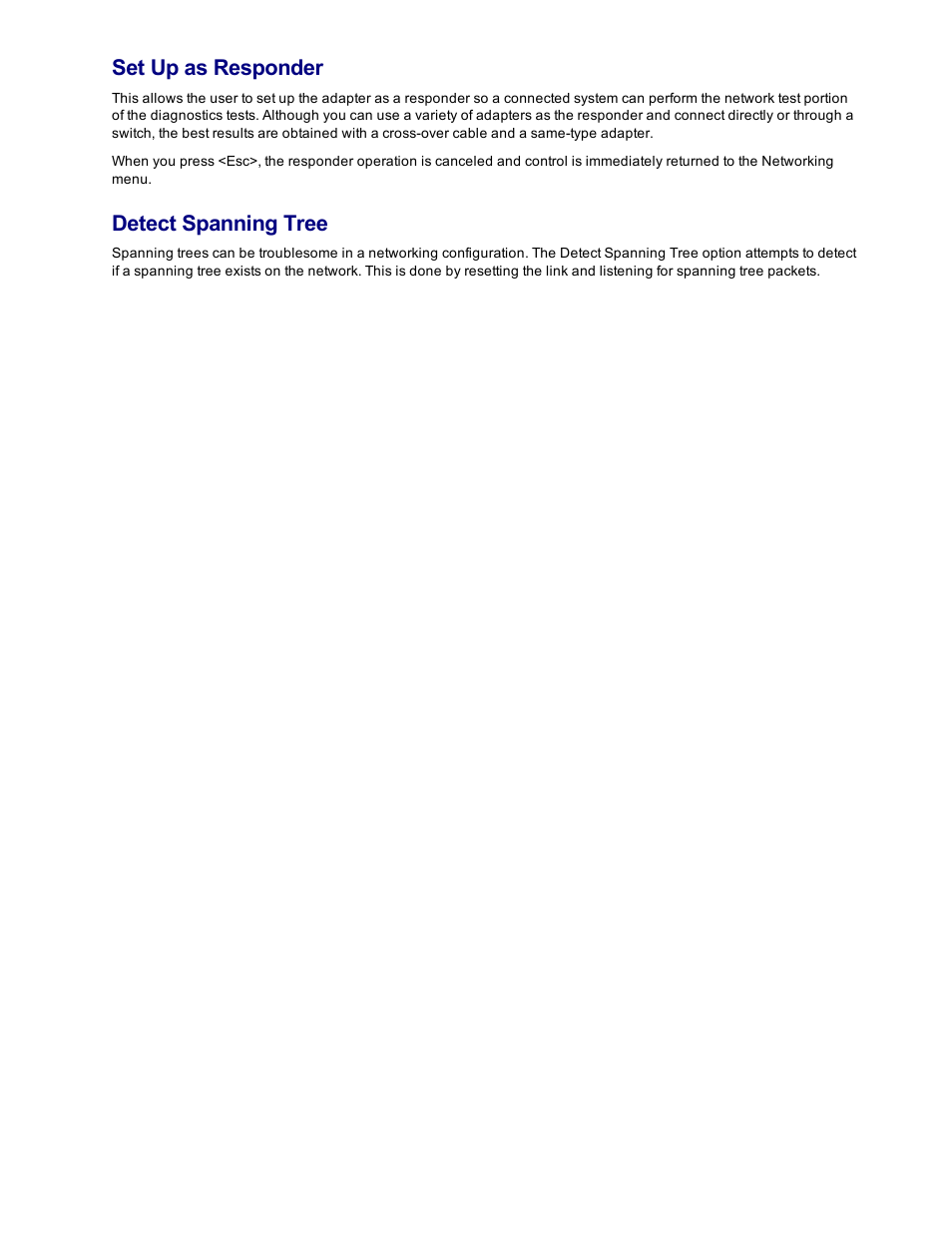 Set up as responder, Detect spanning tree | Dell Intel PRO Family of Adapters User Manual | Page 133 / 153
