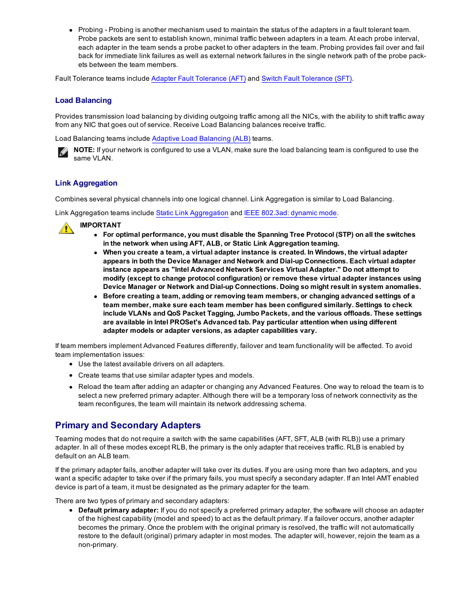 Primary and secondary adapters | Dell Intel PRO Family of Adapters User Manual | Page 25 / 153