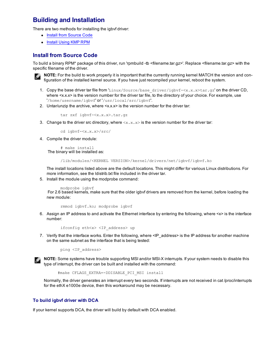 Building and installation, Install from source code | Dell Intel PRO Family of Adapters User Manual | Page 84 / 153