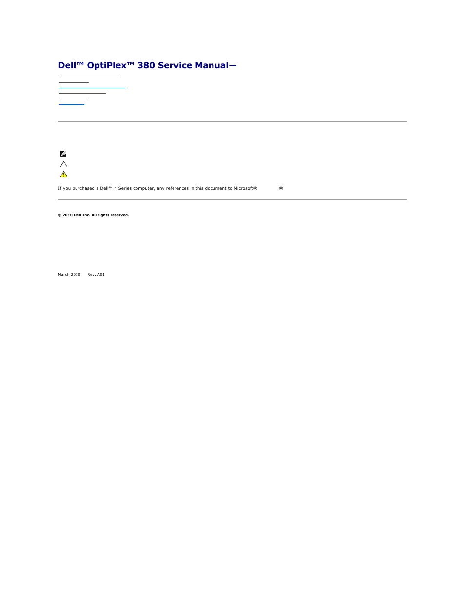 Dell OptiPlex 380 (Late 2009) User Manual | 54 pages