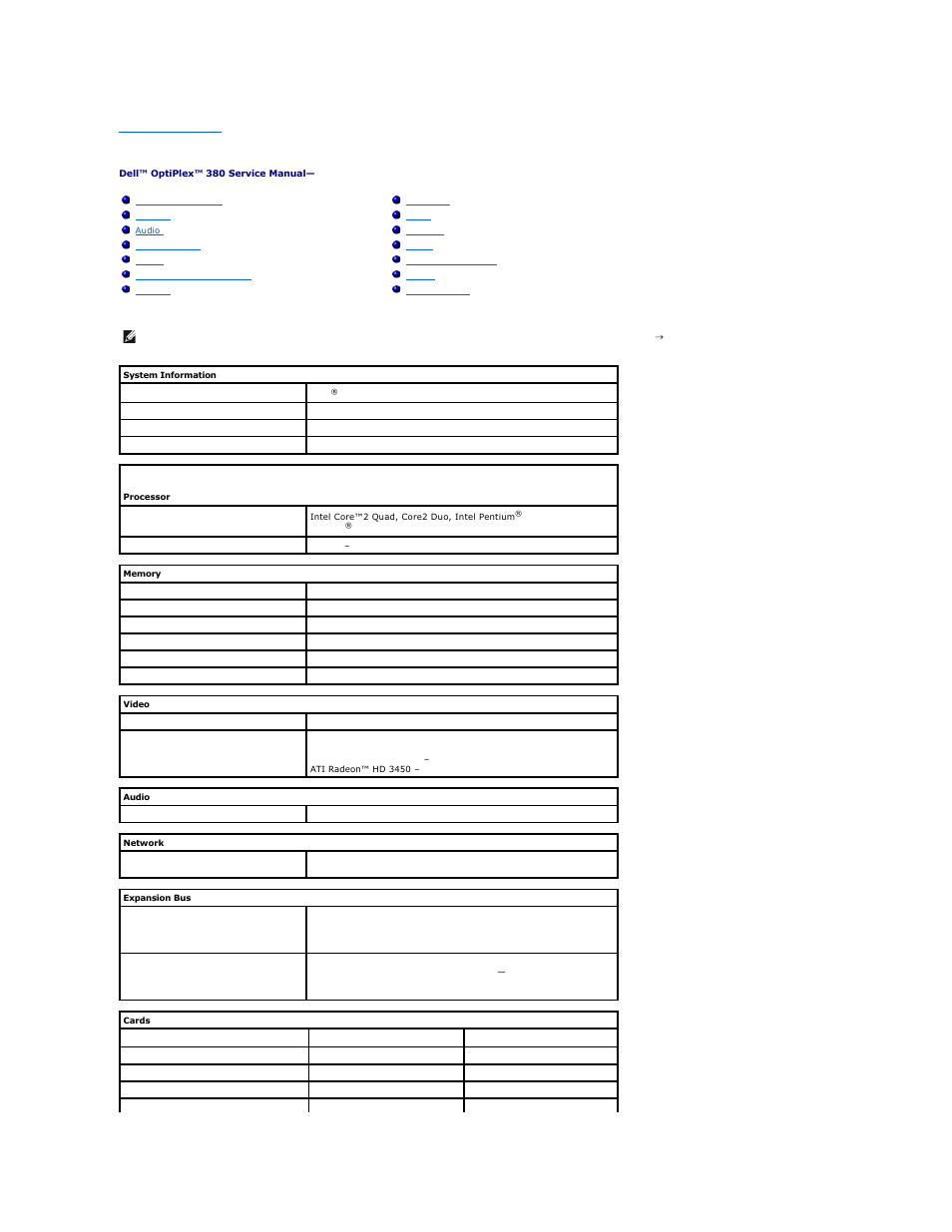 Specifications | Dell OptiPlex 380 (Late 2009) User Manual | Page 37 / 54