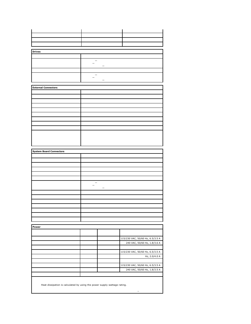 Drives, System board connectors, External connectors | Power | Dell OptiPlex 380 (Late 2009) User Manual | Page 38 / 54