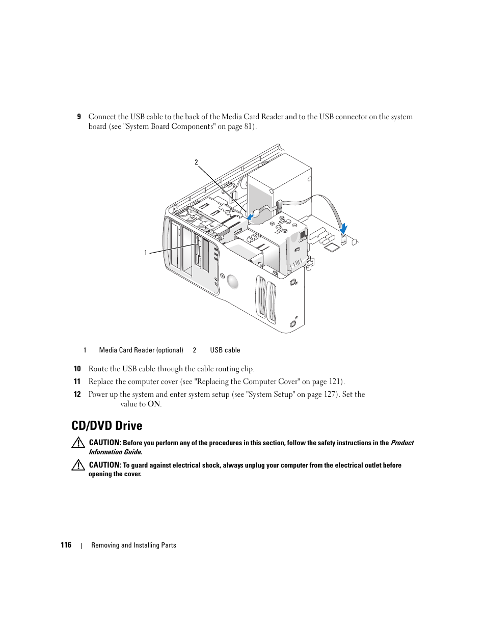 Cd/dvd drive | Dell XPS 410 (Mid 2007) User Manual | Page 116 / 172