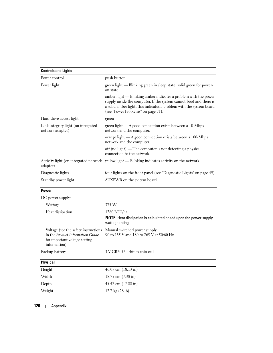 Dell XPS 410 (Mid 2007) User Manual | Page 126 / 172