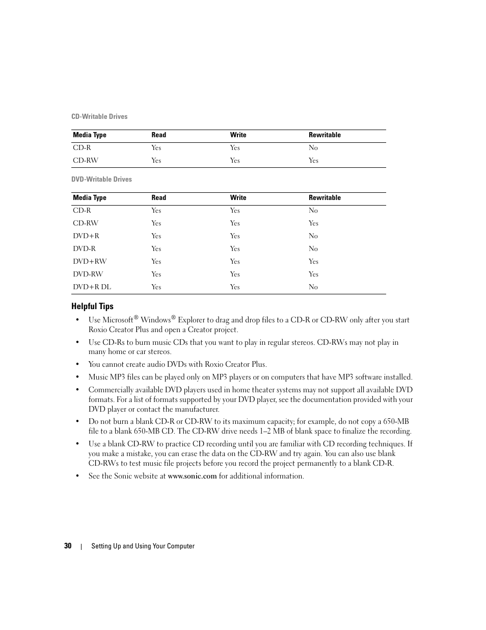 Helpful tips | Dell XPS 410 (Mid 2007) User Manual | Page 30 / 172