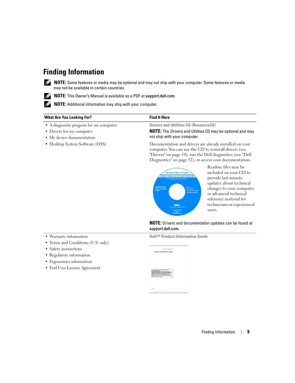 Finding information | Dell XPS 410 (Mid 2007) User Manual | Page 9 / 172