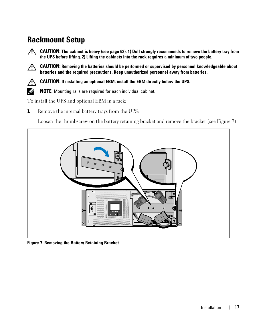 Rackmount setup | Dell UPS 5600R User Manual | Page 17 / 71