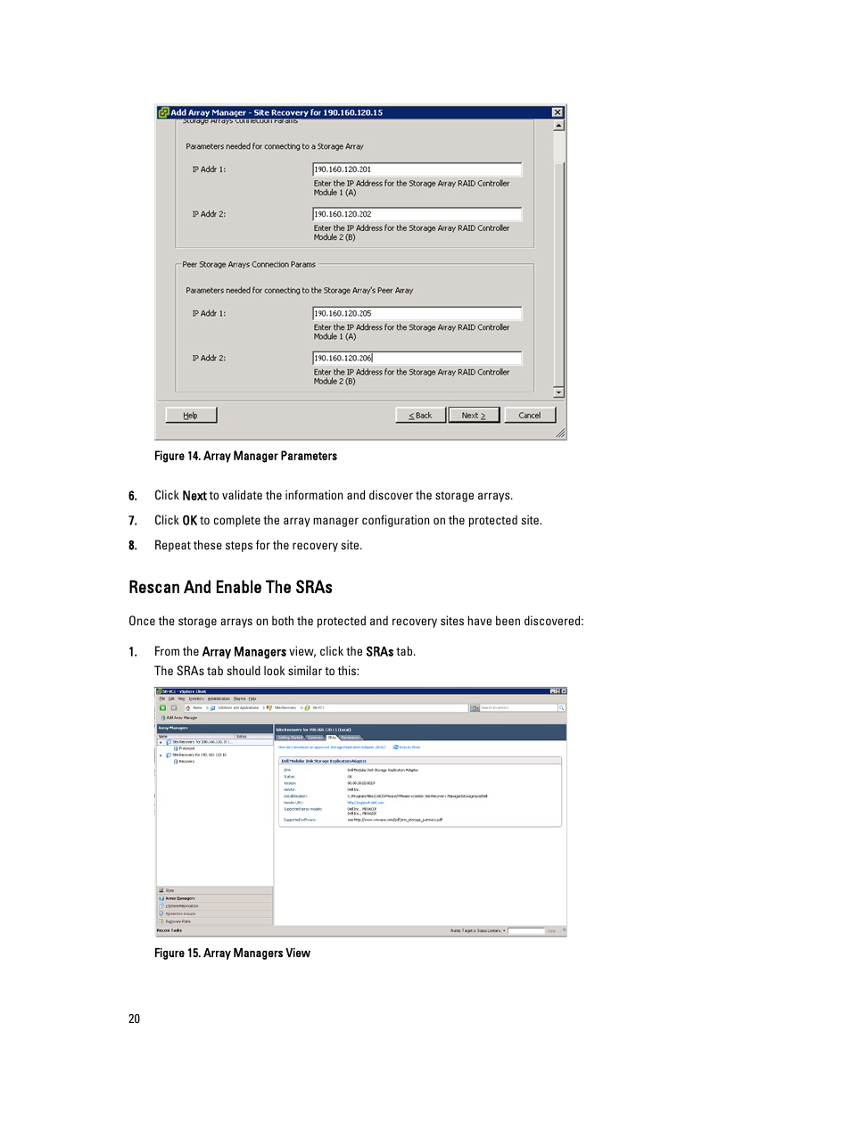 Rescan and enable the sras | Dell PowerVault MD3260i User Manual | Page 20 / 34