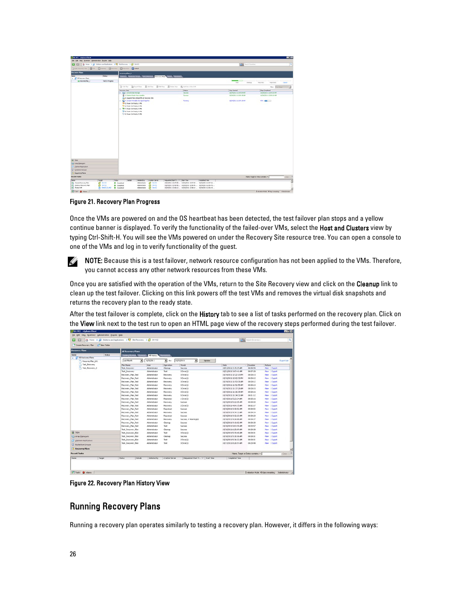 Running recovery plans | Dell PowerVault MD3260i User Manual | Page 26 / 34