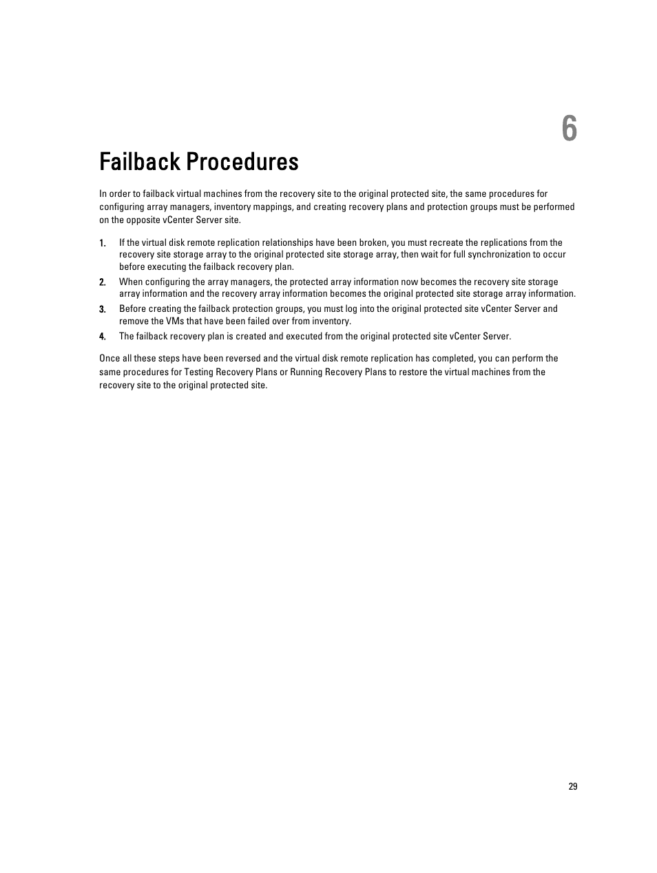 Failback procedures, 6 failback procedures | Dell PowerVault MD3260i User Manual | Page 29 / 34
