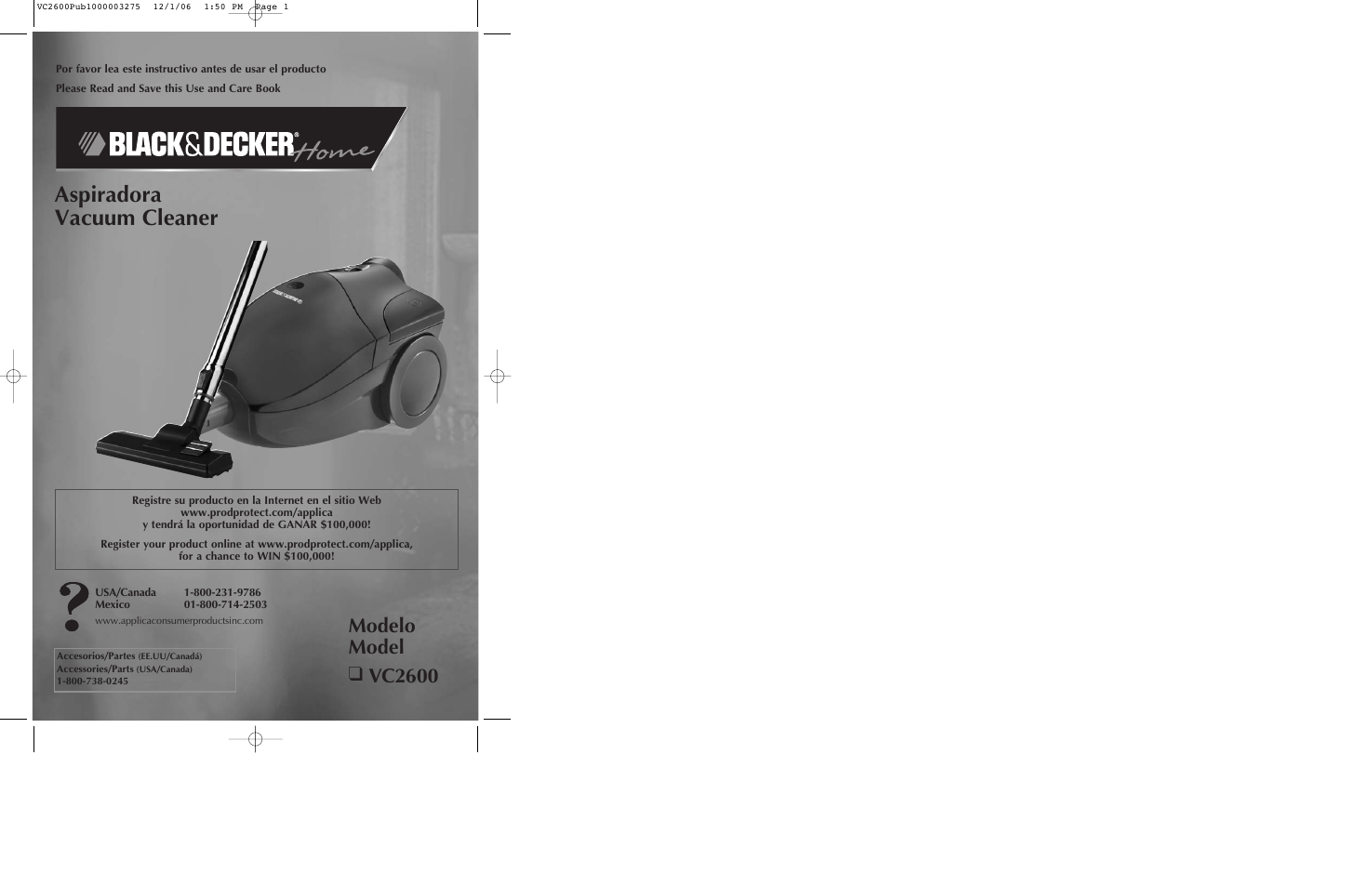 Black & Decker VC2600 User Manual | 13 pages