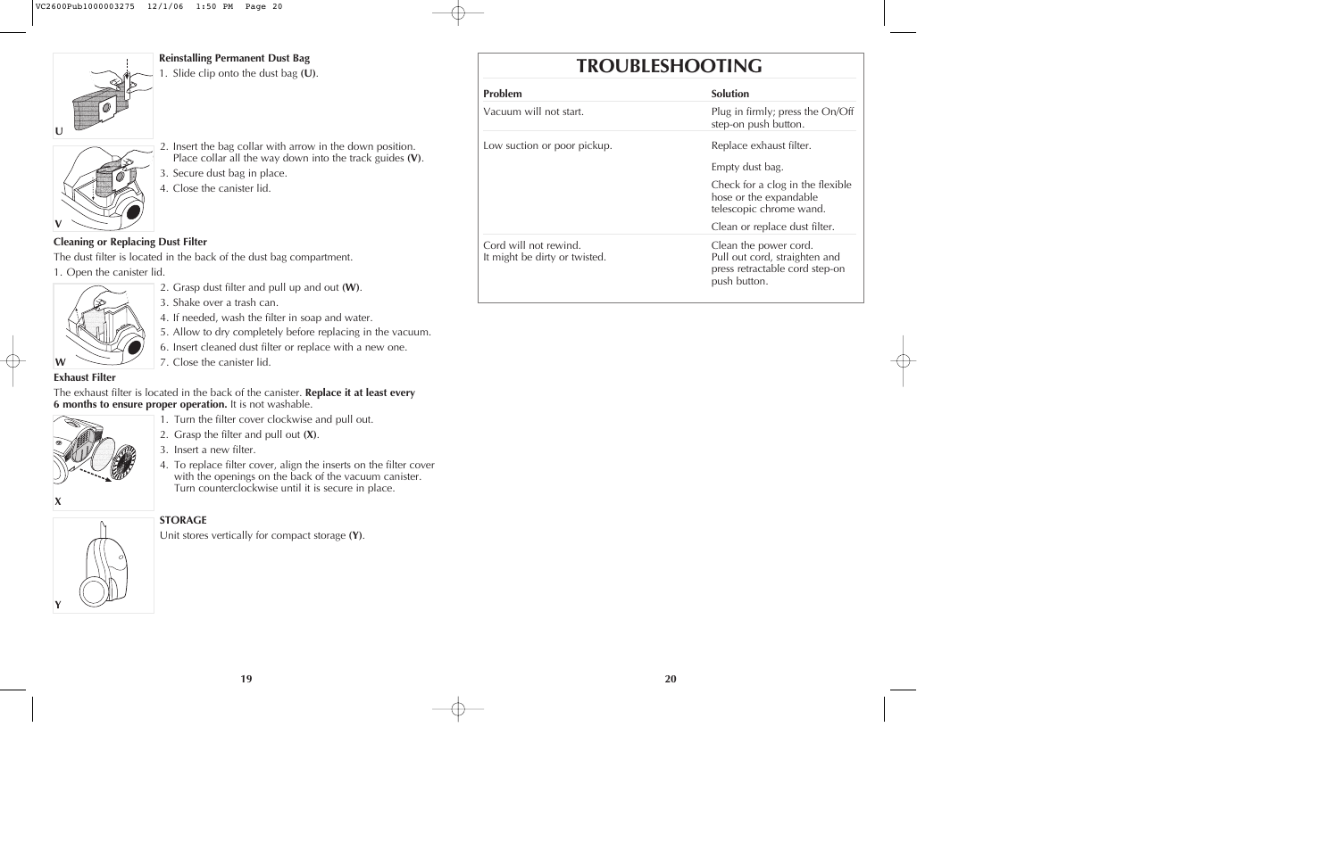 Troubleshooting | Black & Decker VC2600 User Manual | Page 11 / 13