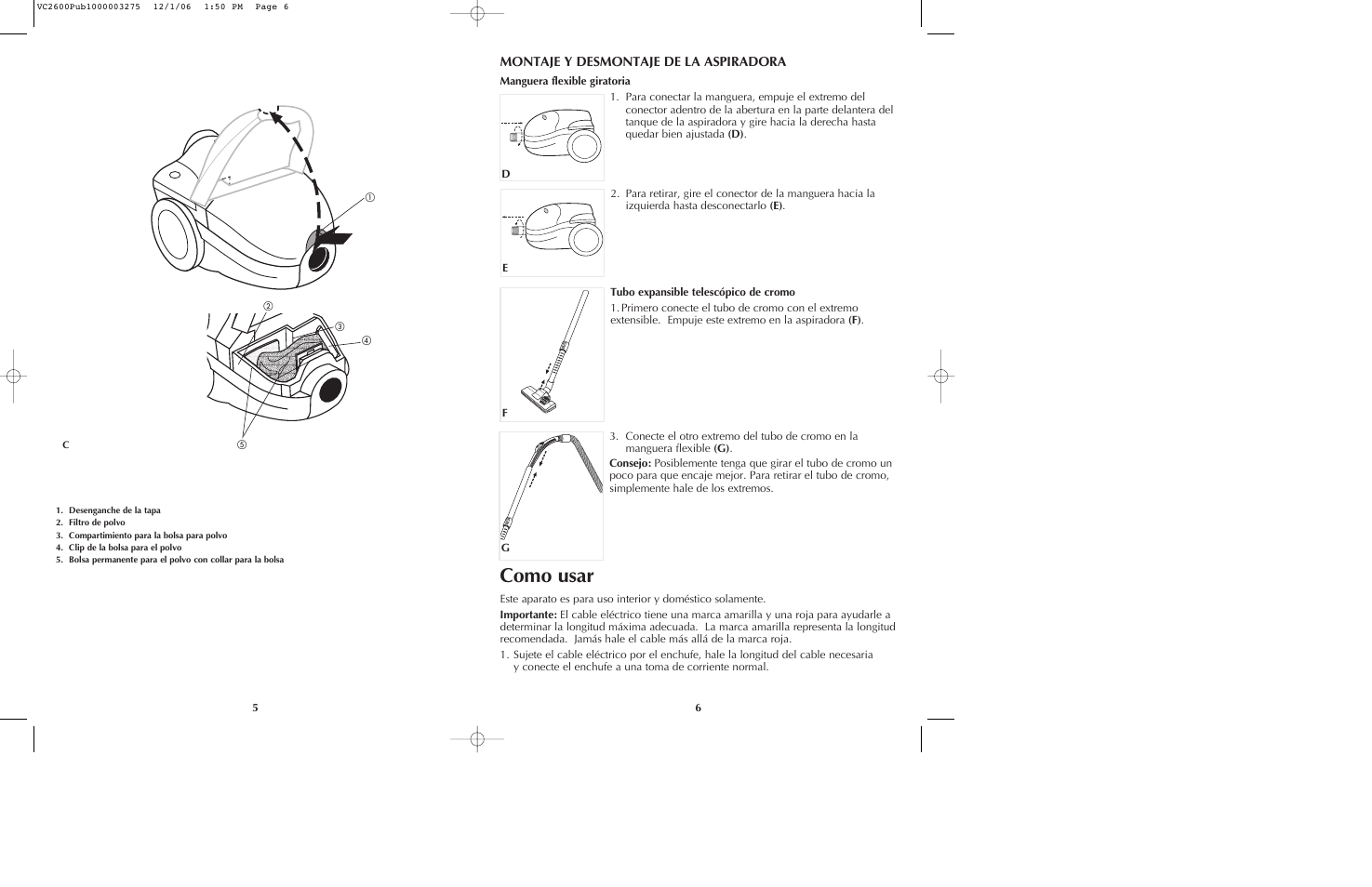 Como usar | Black & Decker VC2600 User Manual | Page 4 / 13