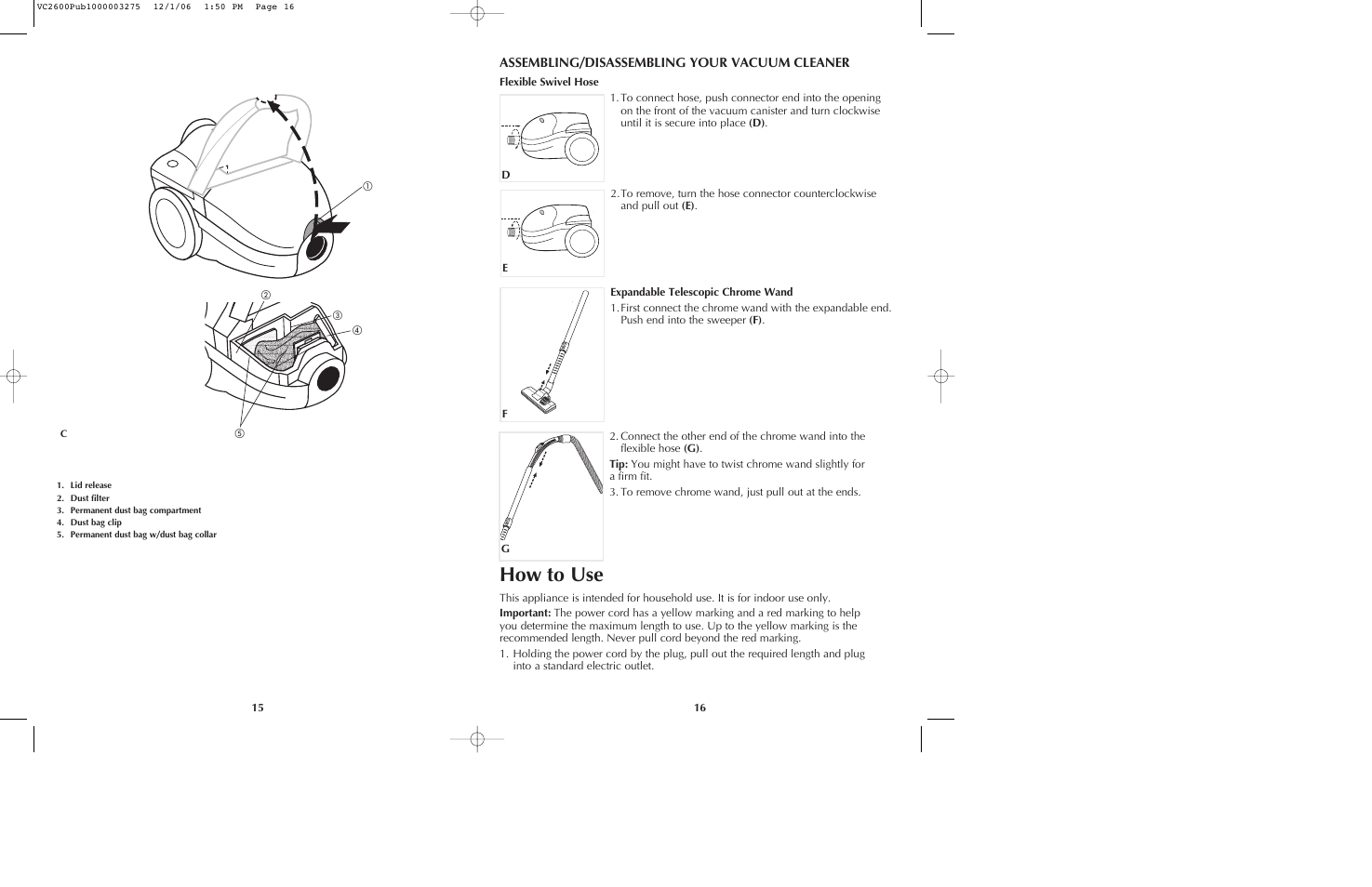 How to use | Black & Decker VC2600 User Manual | Page 9 / 13