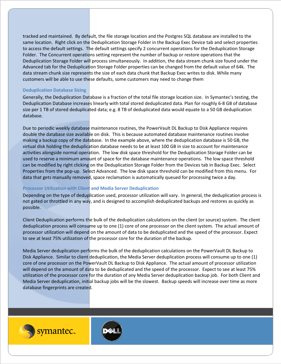 Deduplication database sizing | Dell PowerVault DL2200 User Manual | Page 7 / 10