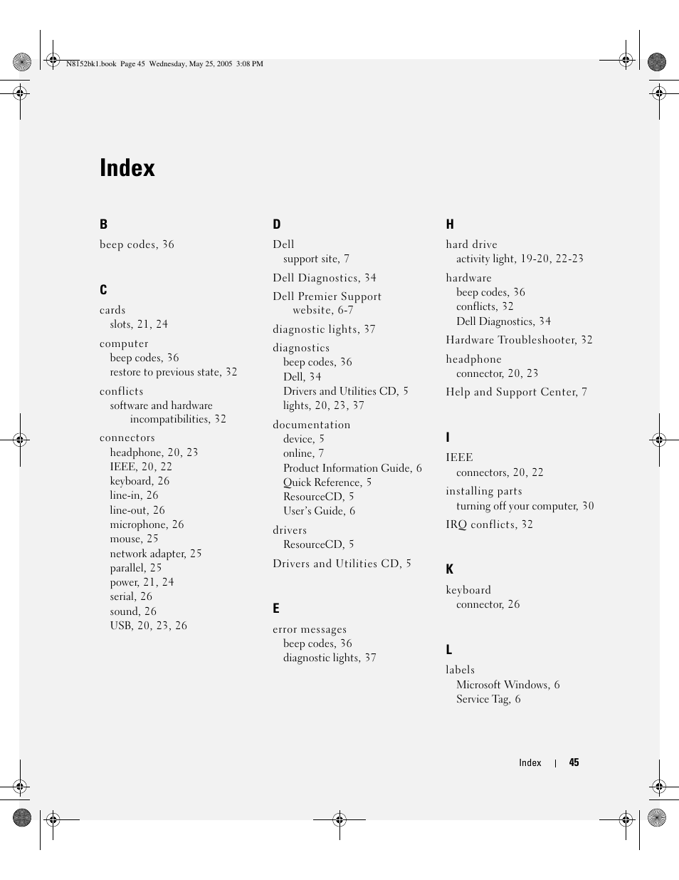 Index | Dell Precision 380 User Manual | Page 45 / 46