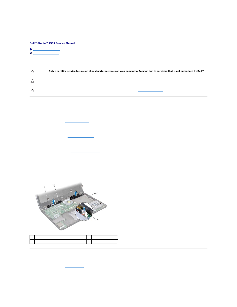 Speakers, Removing the speakers, Replacing the speakers | Dell Studio 1569 (Late 2009) User Manual | Page 40 / 47
