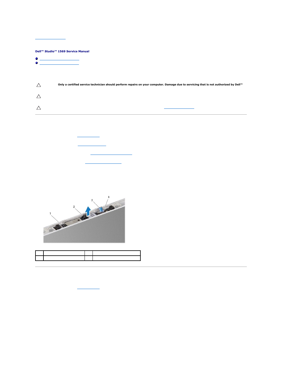 Camera module, Removing the camera module, Replacing the camera module | Dell Studio 1569 (Late 2009) User Manual | Page 8 / 47