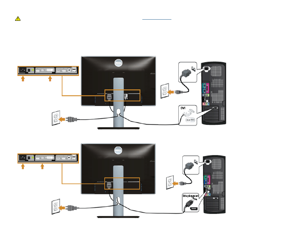 Connecting the monitor, Connecting your monitor | Dell U2713H Monitor User Manual | Page 24 / 71