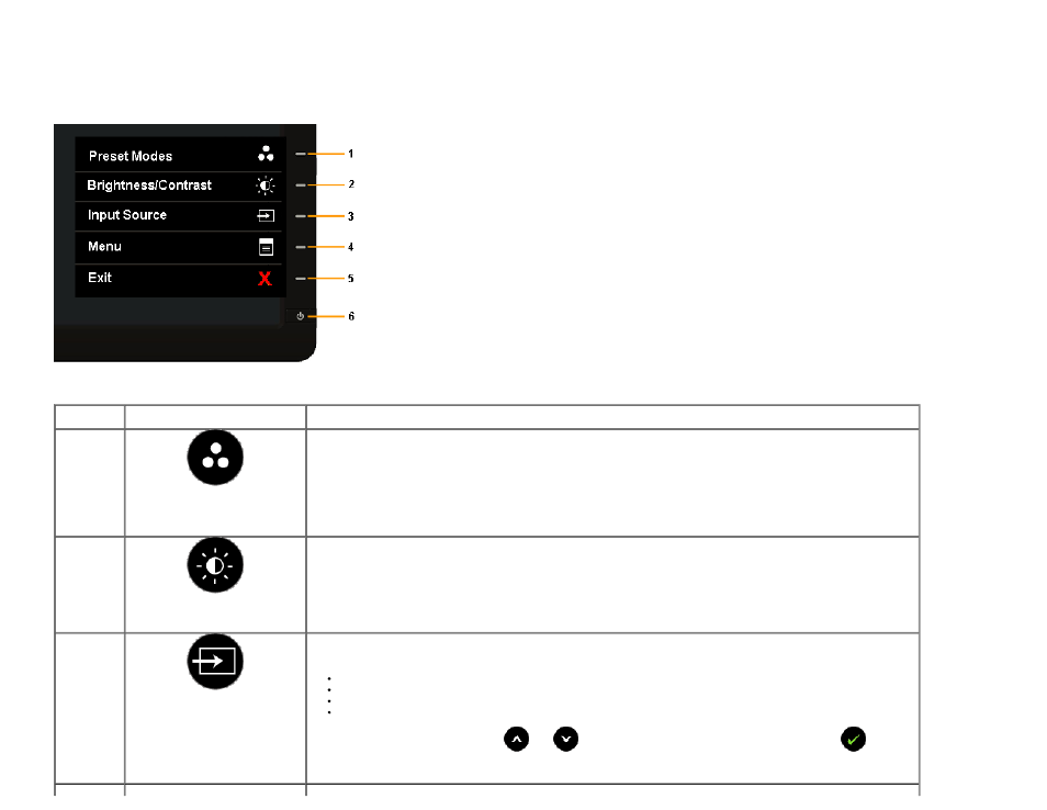 Using the front panel controls | Dell U2713H Monitor User Manual | Page 36 / 71