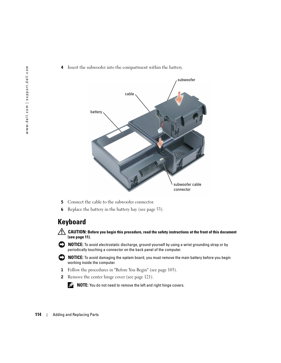 Keyboard | Dell Inspiron XPS User Manual | Page 114 / 186
