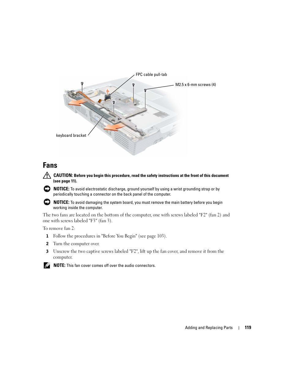 Fans | Dell Inspiron XPS User Manual | Page 119 / 186