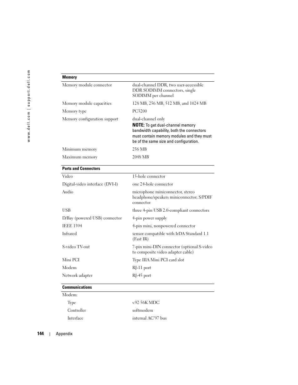 Dell Inspiron XPS User Manual | Page 144 / 186