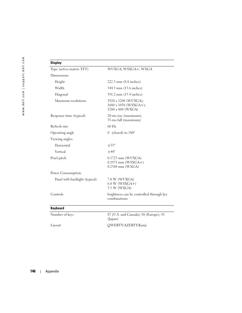 Dell Inspiron XPS User Manual | Page 146 / 186