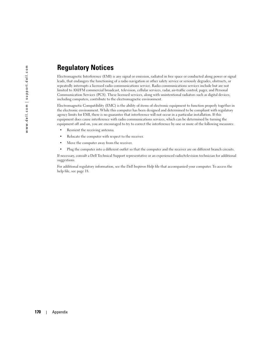 Regulatory notices | Dell Inspiron XPS User Manual | Page 170 / 186