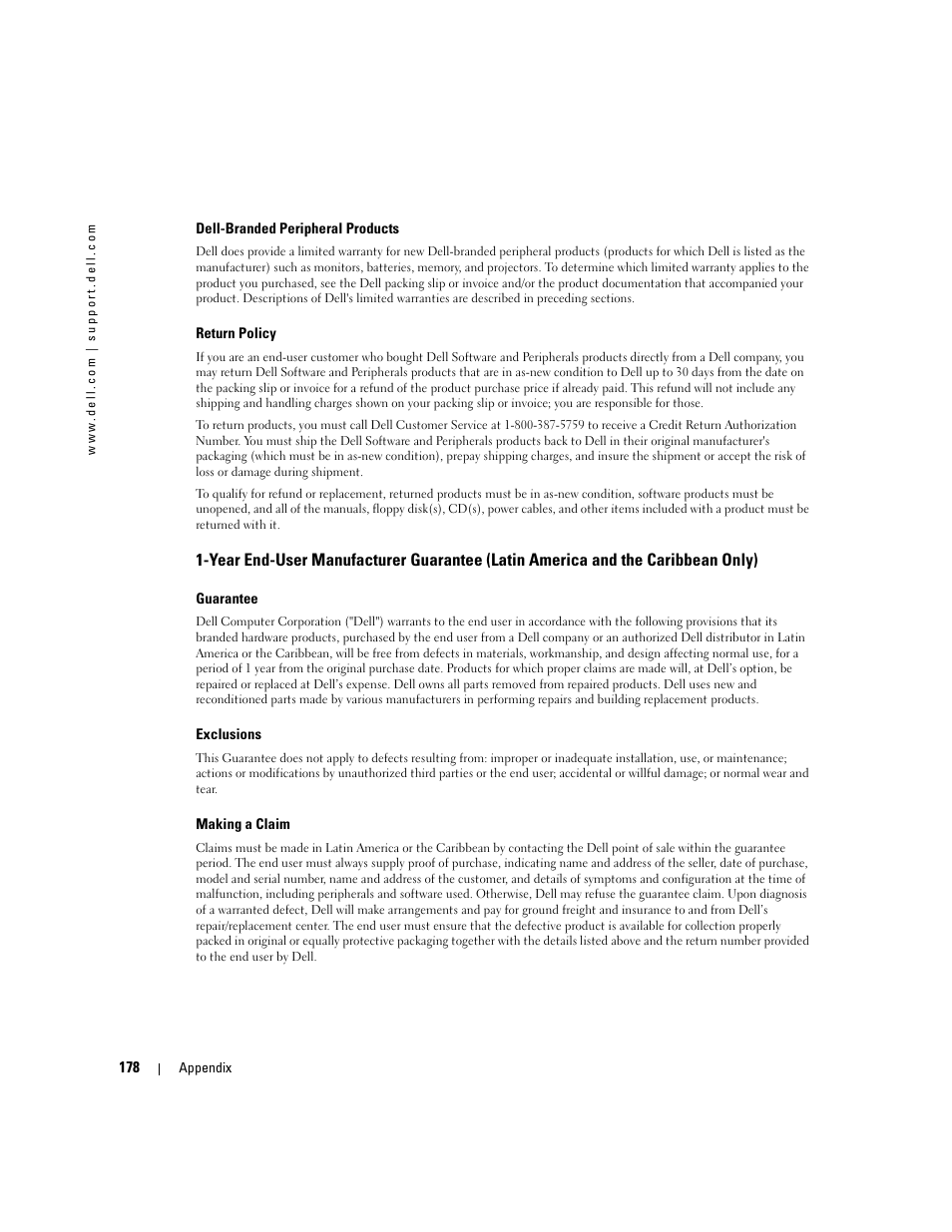 Dell Inspiron XPS User Manual | Page 178 / 186