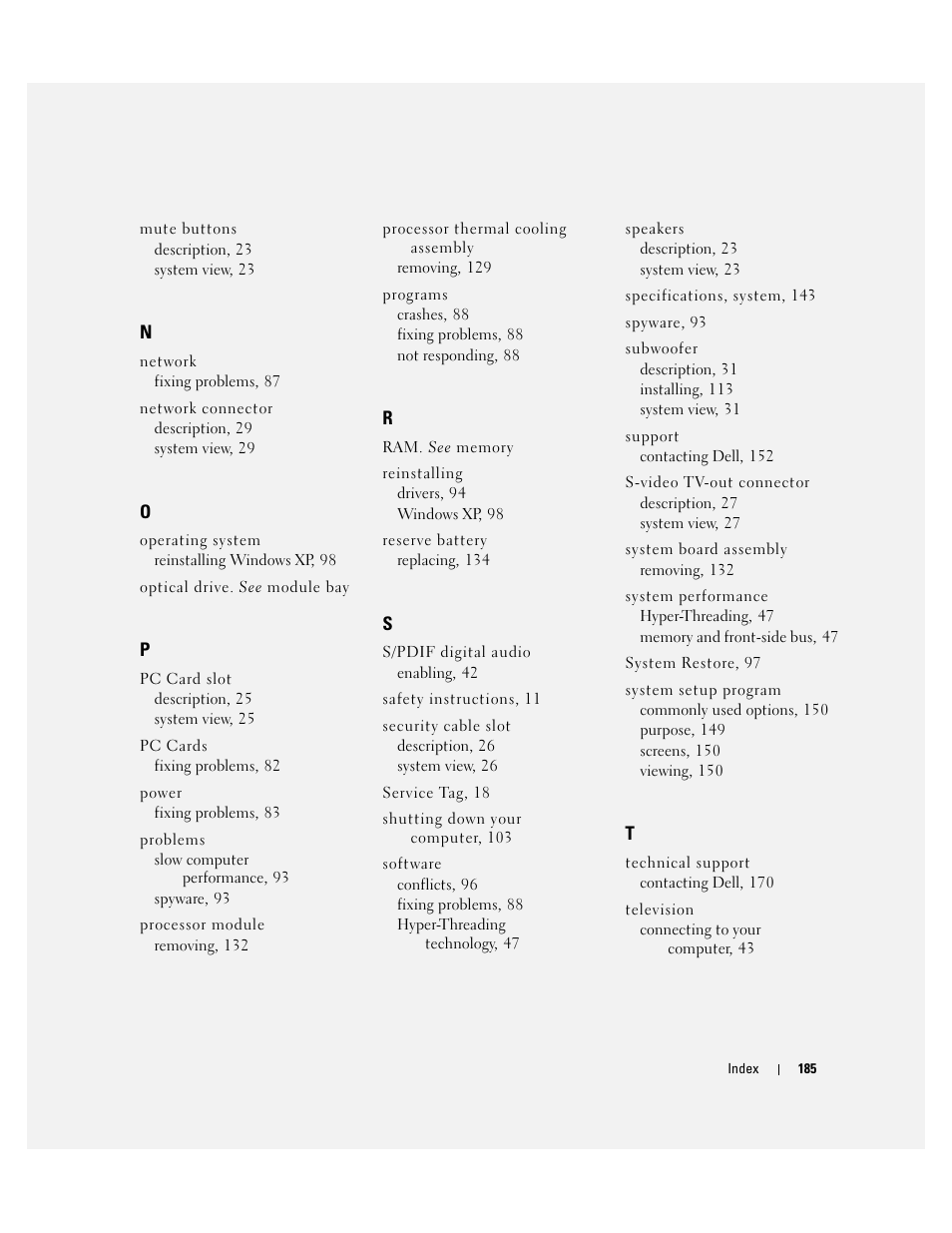 Dell Inspiron XPS User Manual | Page 185 / 186