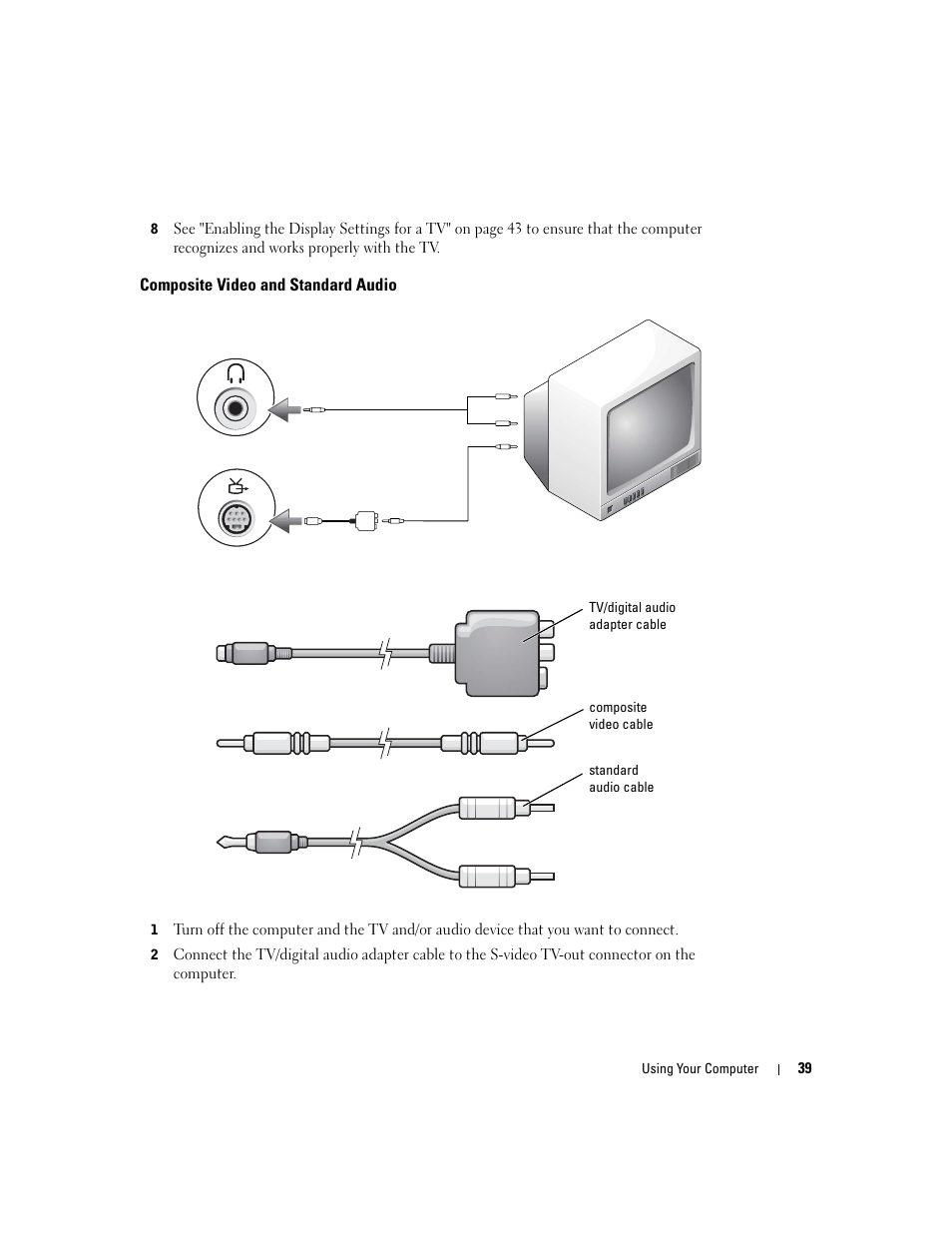 Composite video and standard audio | Dell Inspiron XPS User Manual | Page 39 / 186