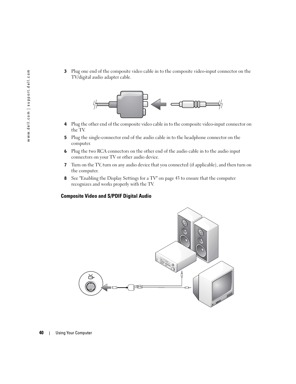 Composite video and s/pdif digital audio | Dell Inspiron XPS User Manual | Page 40 / 186