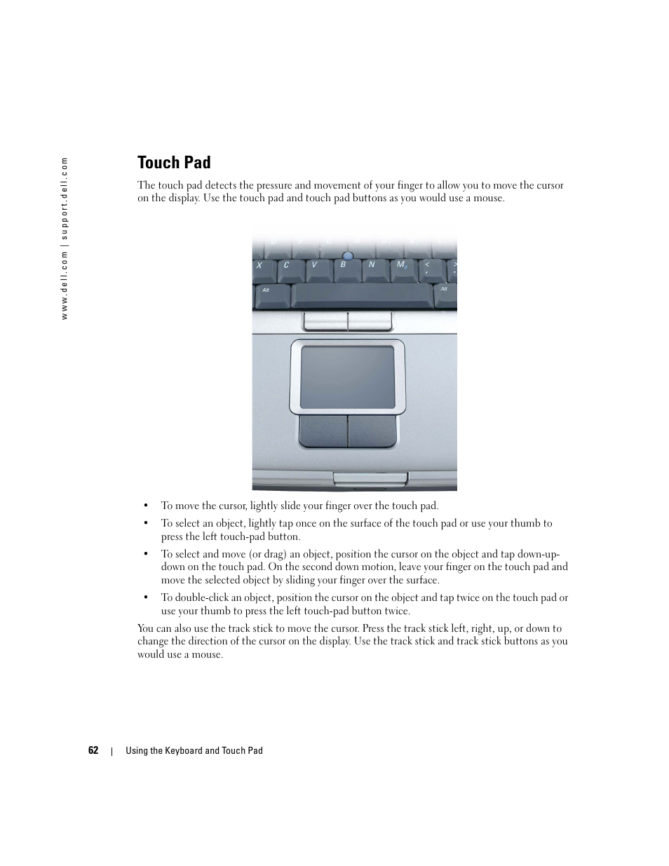 Touch pad | Dell Inspiron XPS User Manual | Page 62 / 186