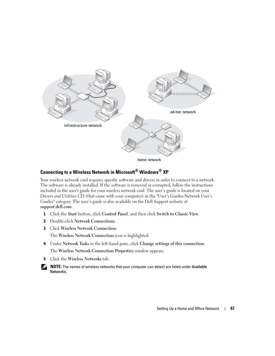 Connecting to a wireless network in microsoft | Dell Inspiron XPS User Manual | Page 67 / 186