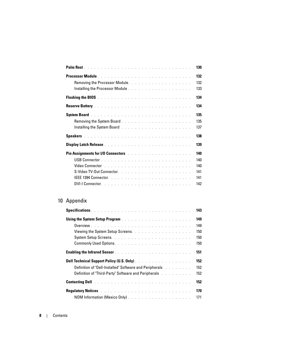 10 appendix | Dell Inspiron XPS User Manual | Page 8 / 186