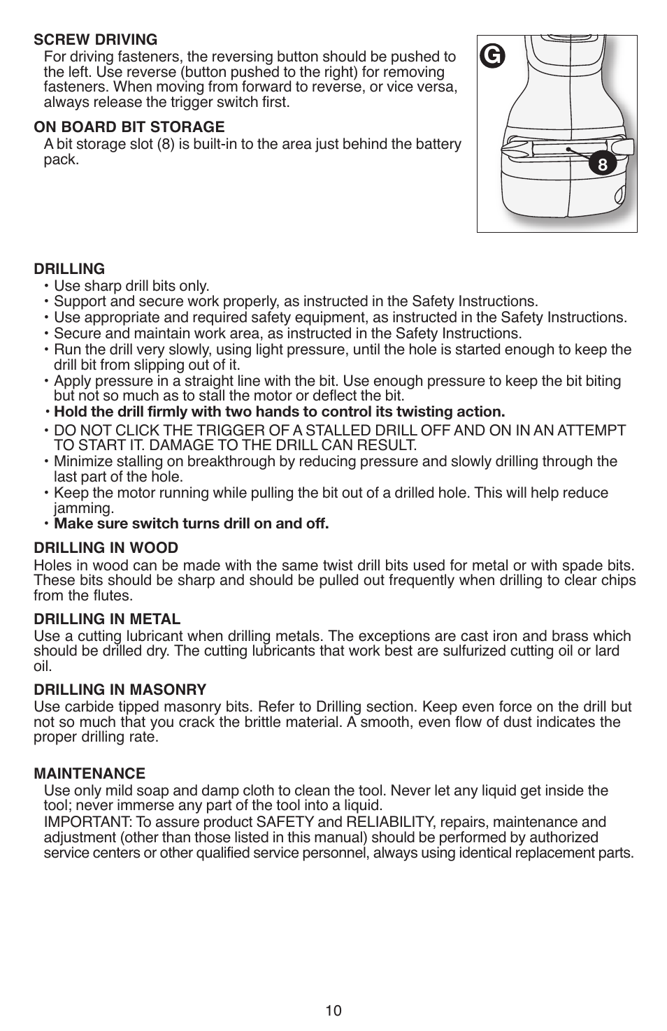 Black & Decker LDX112 User Manual | Page 10 / 40