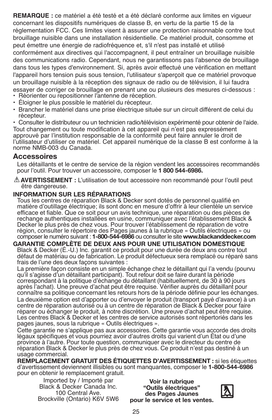 Accessoires | Black & Decker LDX112 User Manual | Page 25 / 40