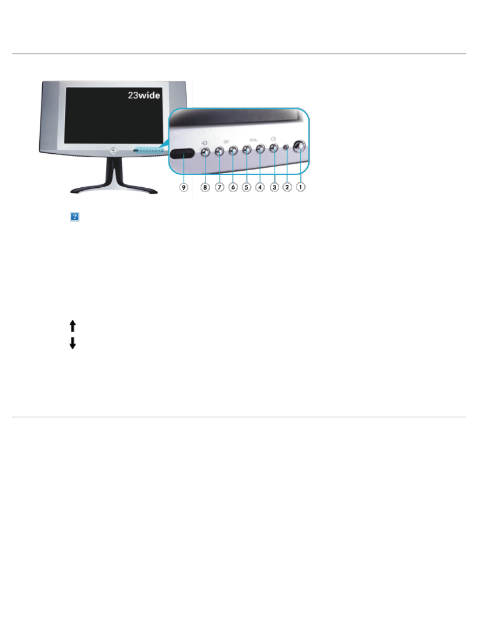 Front view: dell w2300 lcd tv user's guide, Front view, Front view: dell™ w2300 lcd tv user's guide | Dell LCD TV W2300 User Manual | Page 33 / 63