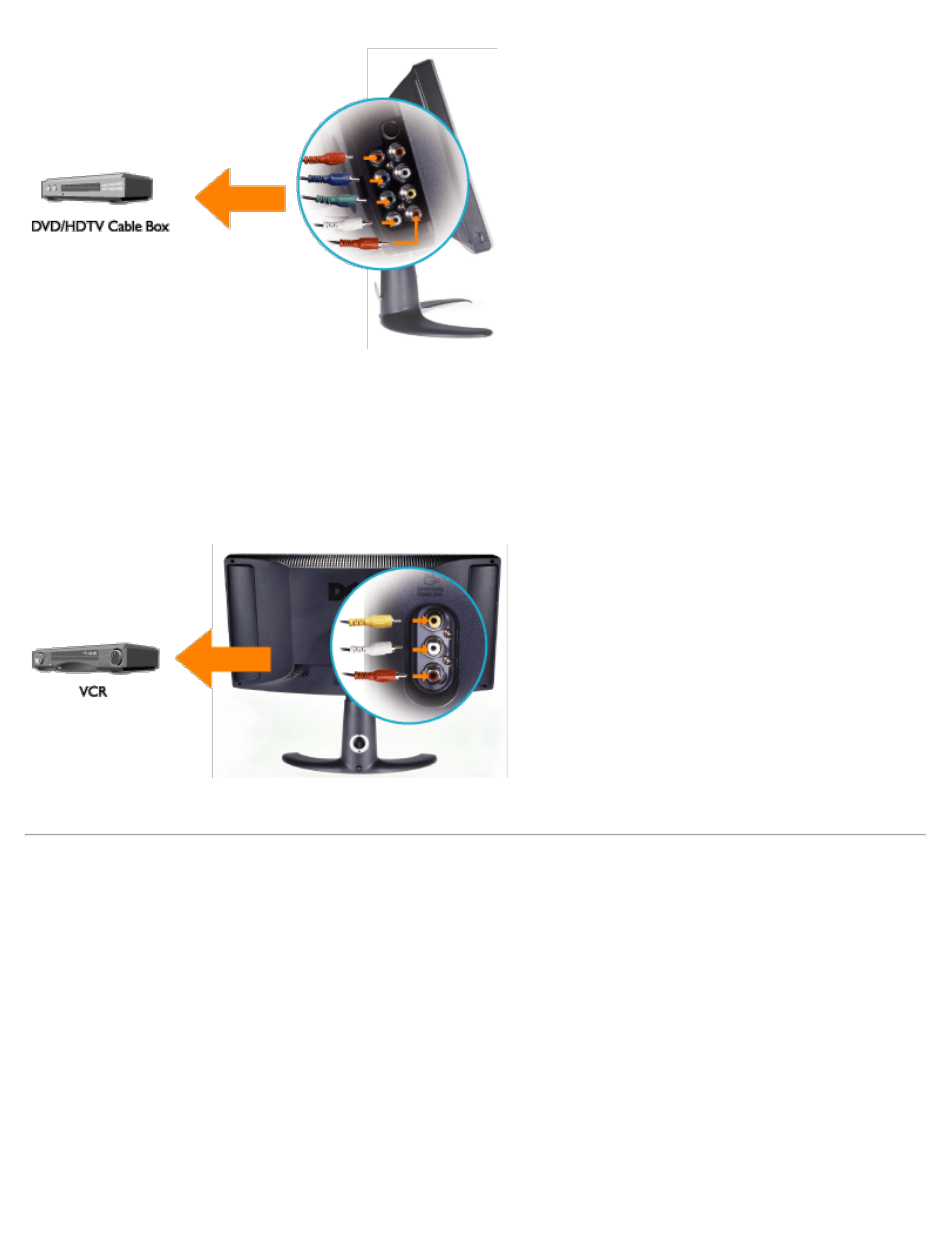 Connecting a/v outputs | Dell LCD TV W2300 User Manual | Page 44 / 63