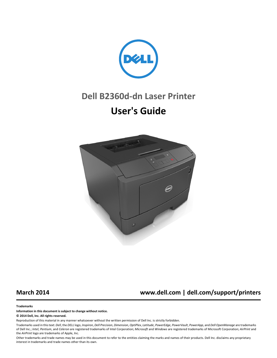 Dell B2360d Mono Laser Printer User Manual | 153 pages