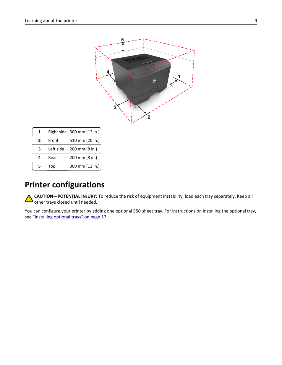 Printer configurations | Dell B2360d Mono Laser Printer User Manual | Page 9 / 153