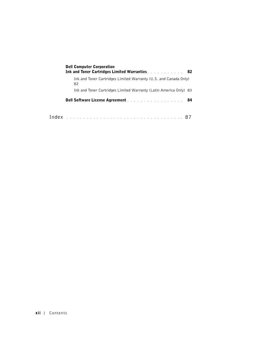 Index 87, Index | Dell A940 All In One Personal Printer User Manual | Page 12 / 102