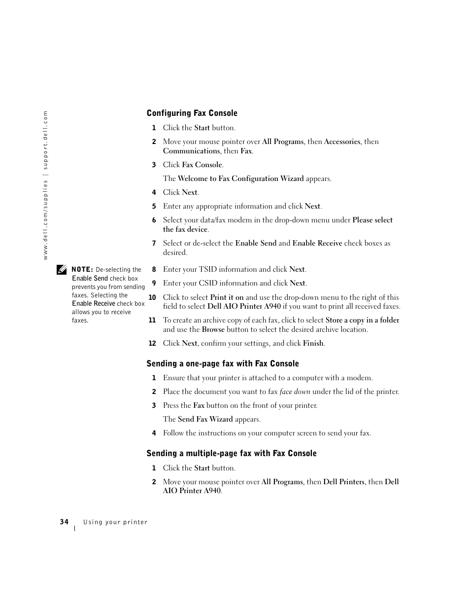 Configuring fax console | Dell A940 All In One Personal Printer User Manual | Page 46 / 102
