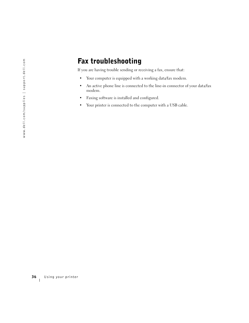 Fax troubleshooting | Dell A940 All In One Personal Printer User Manual | Page 48 / 102