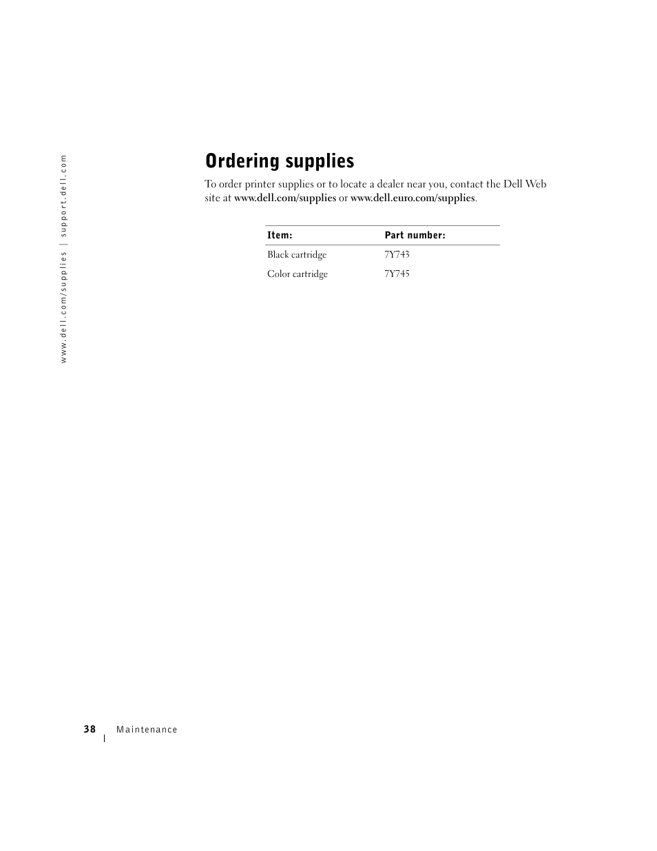 Ordering supplies | Dell A940 All In One Personal Printer User Manual | Page 50 / 102