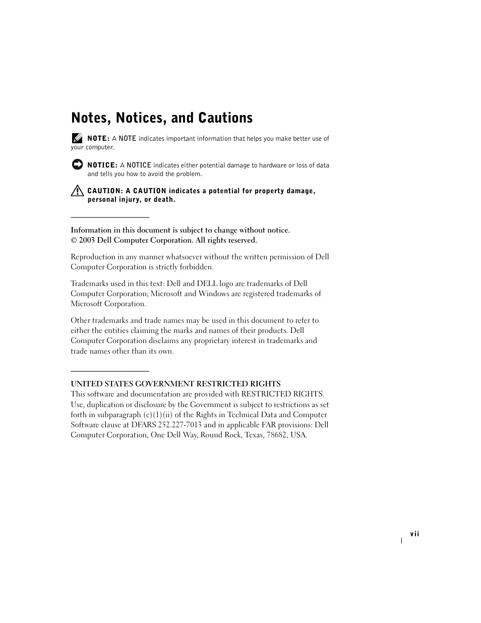 Notes, notices, and cautions | Dell A940 All In One Personal Printer User Manual | Page 7 / 102