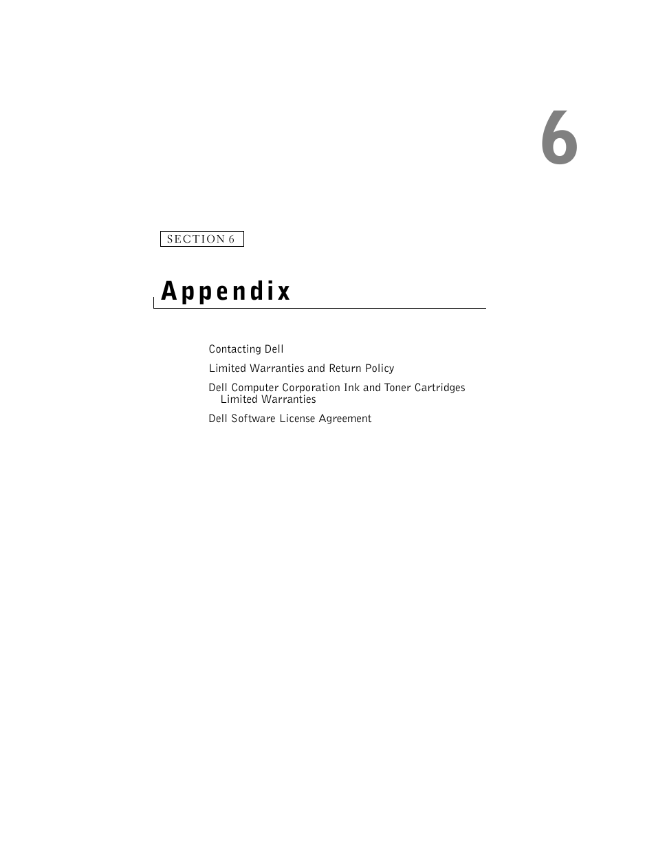 Appendix, 6 appendix | Dell A940 All In One Personal Printer User Manual | Page 71 / 102